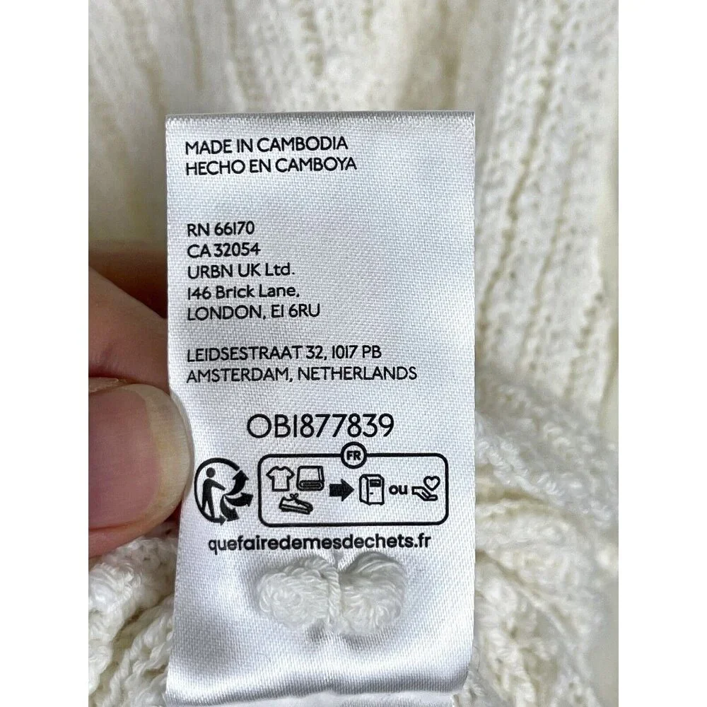 NWT! ANTHROPOLOGIE‎ Sheer Long-Sleeve V-Neck Knit Sweater Ivory Cream Size S - Picture 11 of 11